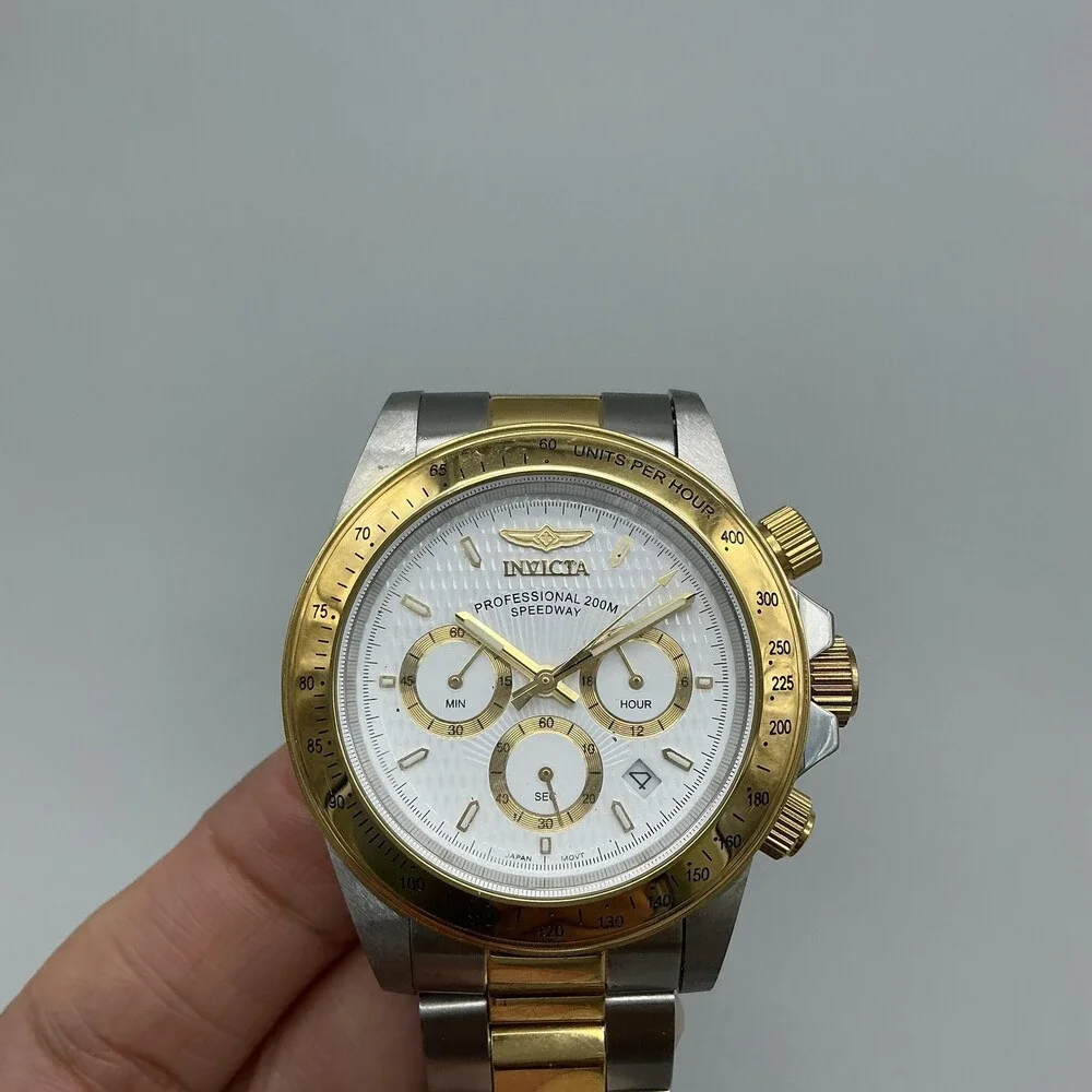Invicta Speedway 9212 Mens Watch 41mm Two Tone Chronograph New Battery 8.5